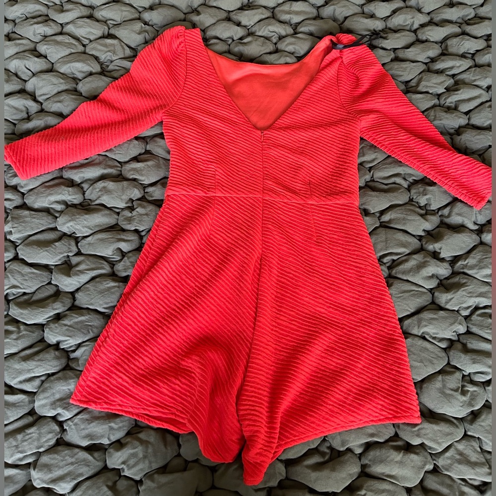 Akira Vibrant Burnt Orange Textured Romper